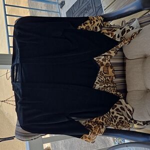 Womens Expose Made in Italy Size M Black & Leopard Print Dress Top